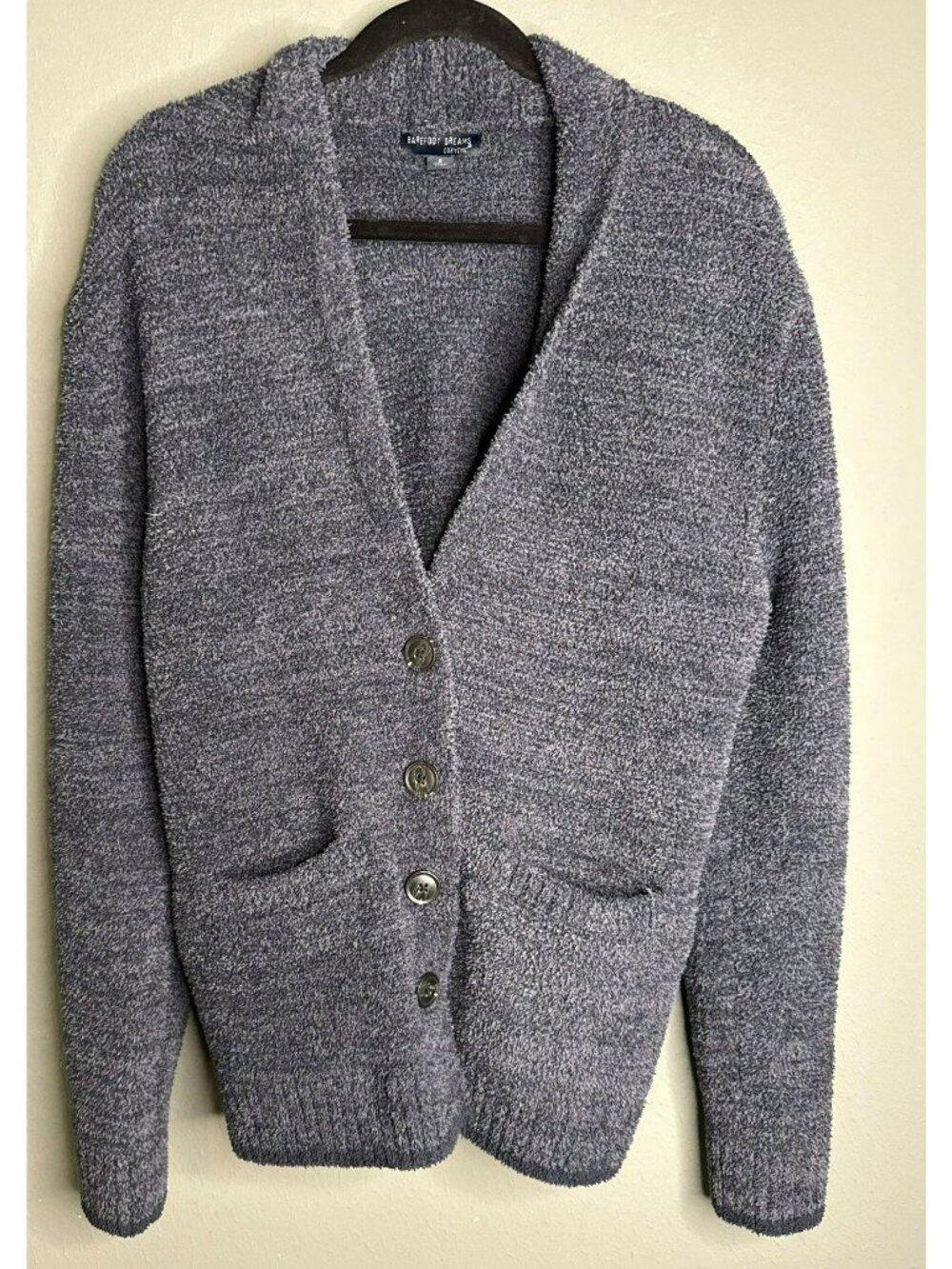 Barefoot Dreams CozyChic Shawl Collar Cardigan Small Heathered Indigo Soft